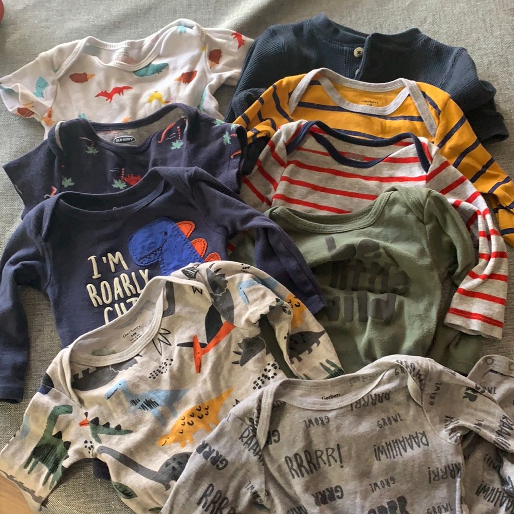 9 onesies, 2 short sleeve, 7 long sleeve